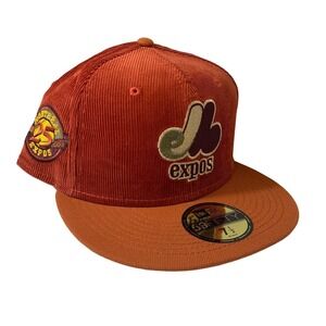 New Era Montreal Expos 59FIFTY 25th Anniversary Corduroy Burnt Orange Hat 7 1/2